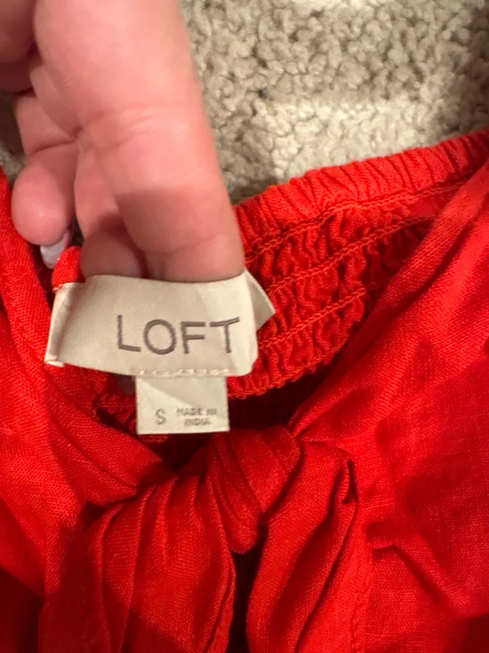 LOFT Red Tie-Front Spaghetti Strap Camisole - Picture 7 of 9